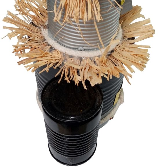 Folk Art Tin Man Scarecrow Sculpture Wizard Of Oz SHORT Recycled Robot Vintage 1 - Picture 13 of 15